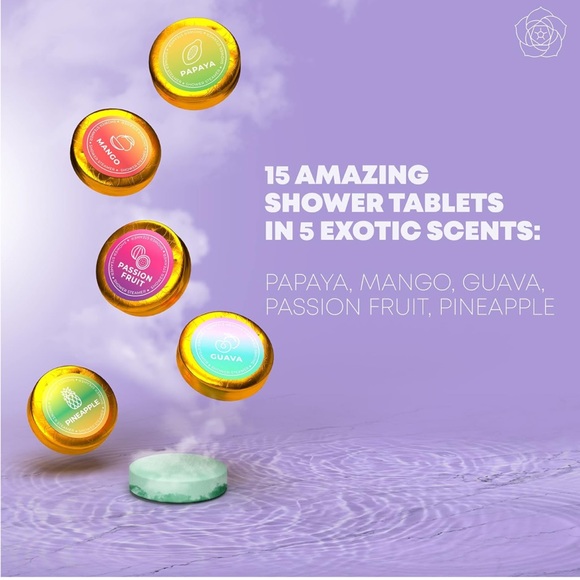Tropical Escape Shower Steamers Aromatherapy 15 Tablets 35g 5 Scents!! - Picture 3 of 9